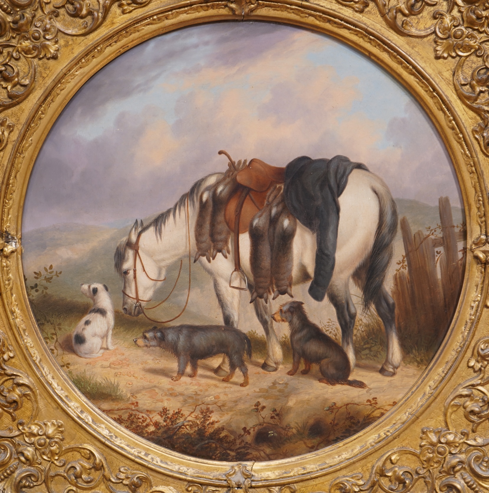 James Charles Morris, (fl. 1851-1863), A pair of tondo rabbiting scenes